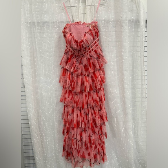 Hutch Anthropologie Monaco Strapless Ruffle Tiered Plissé Gown Size 10 - Picture 7 of 9